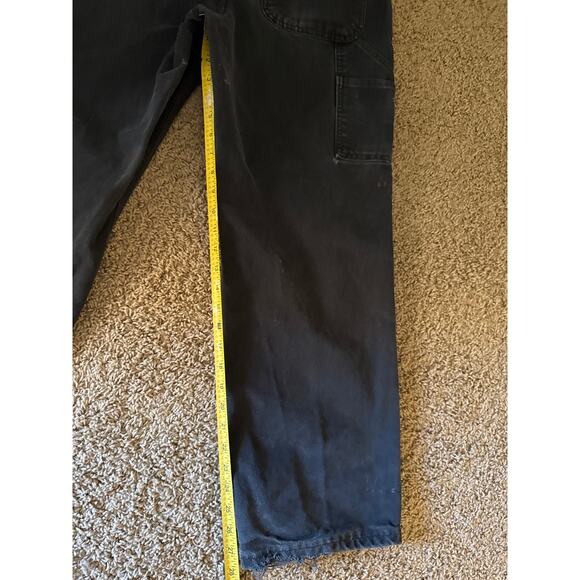 Vintage Carhartt B11 BLK Leather Patch 32x30 Faded Black Canvas Carpenter Pants - Picture 8 of 9